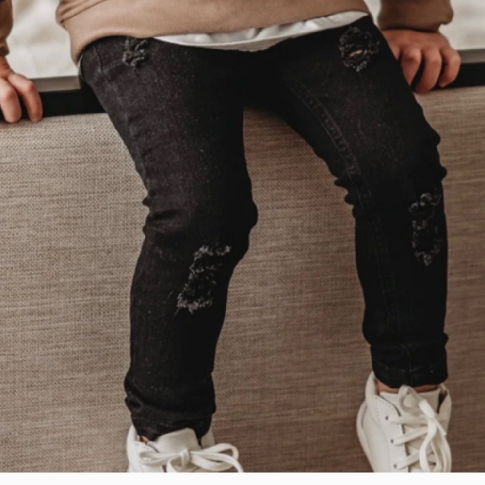 Lenox James Faded Black Distressed Jeans Size 2T Toddler Ripped Look